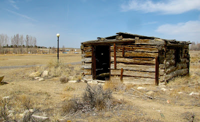log cabin, town park, Basin, Wyoming