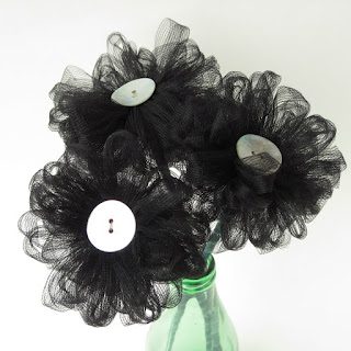 handmade black tulle flowers by ffflowers