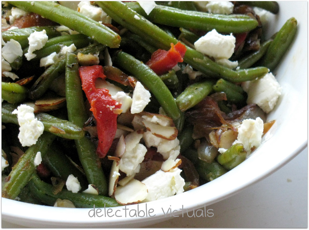 Delectable Victuals Green Bean Salad with Marinated Feta and Roasted