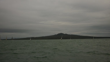 On the boat passed Mt Rangitoto