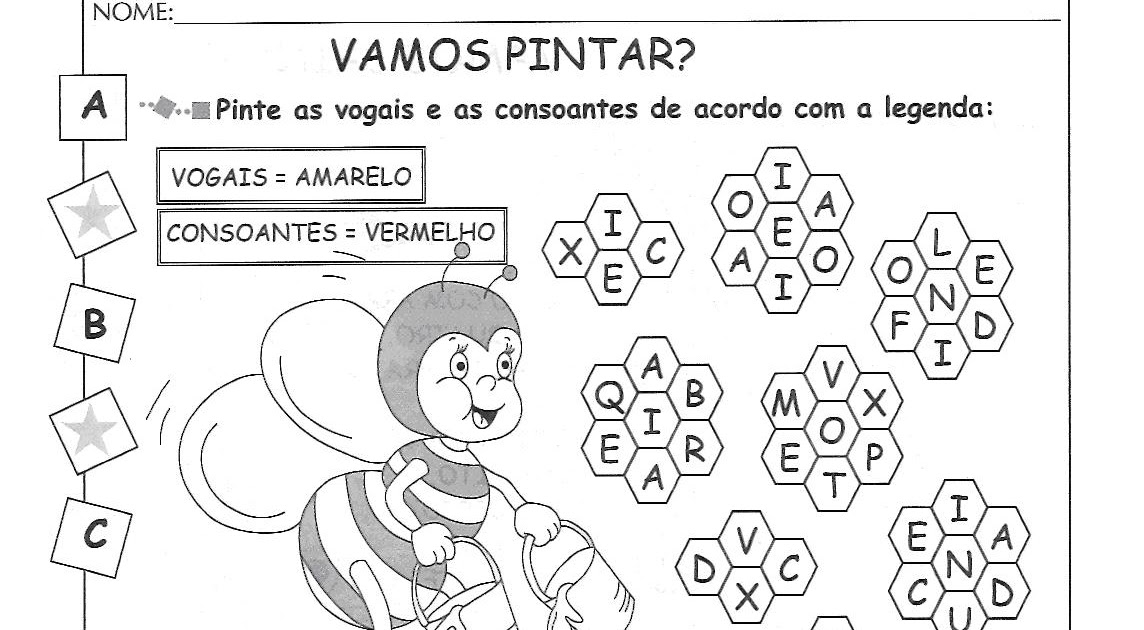 Pinte As Vogais De Acordo Com A Legenda