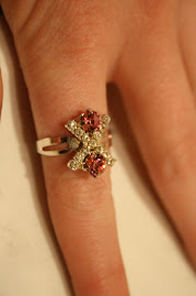 Silver and Pink Diamante Ring