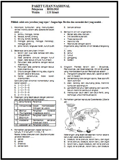 BIOLOGI GONZAGA: SOAL BIOLOGI LATIHAN 1