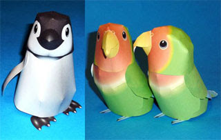 Emeperor Penguin & Peach Face Lovebird Papercraft