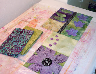 fabric fiber collage table runner quilt art