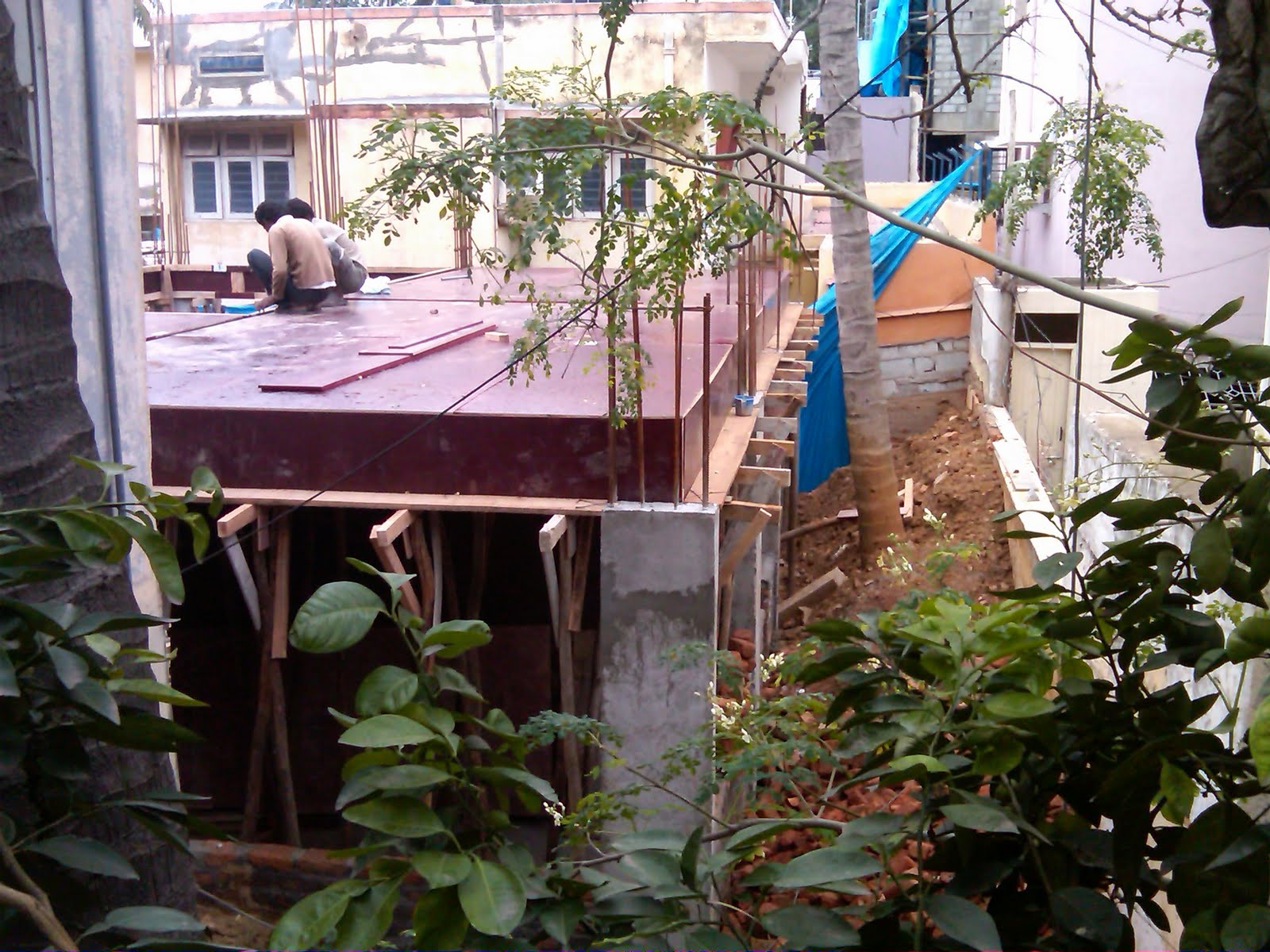 Ram Smrithi Casting of ground floor slab and work on the first floor.