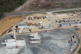 vue aérienne du chantier de l'autoroute A65 Langon Pau