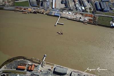 vue aérienne du chantier du pont Bacalan Bastide