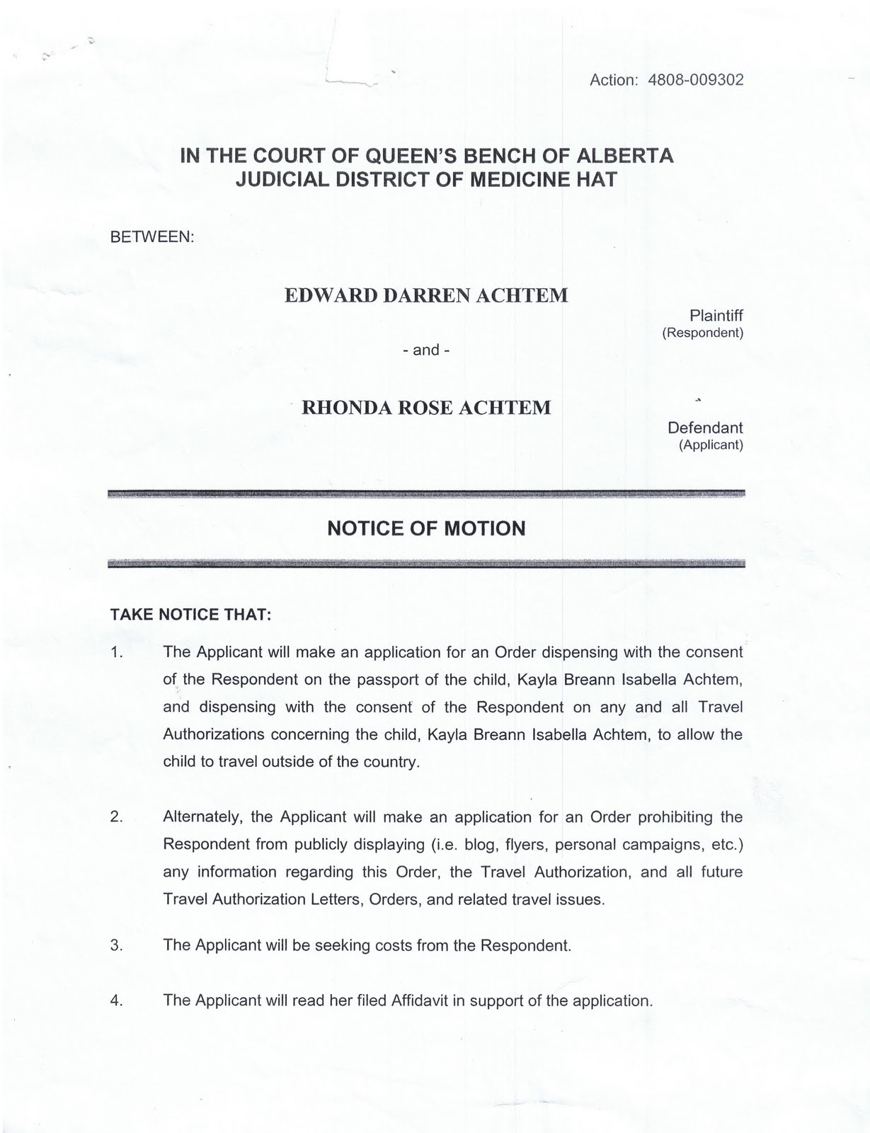 Legal Documents (copies) Exhibits Blog EXHIBIT 12F Ms. Achtem Notice