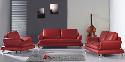 Site Blogspot  Living Room  Furniture on Modern European Style Red Dawn Leather Living Room Set