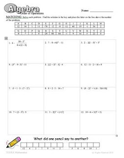 Homeschool Parent: Order of Operations Worksheet
