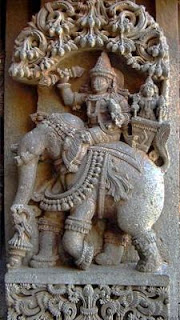 Indra on Elephant back weilding his Vajra