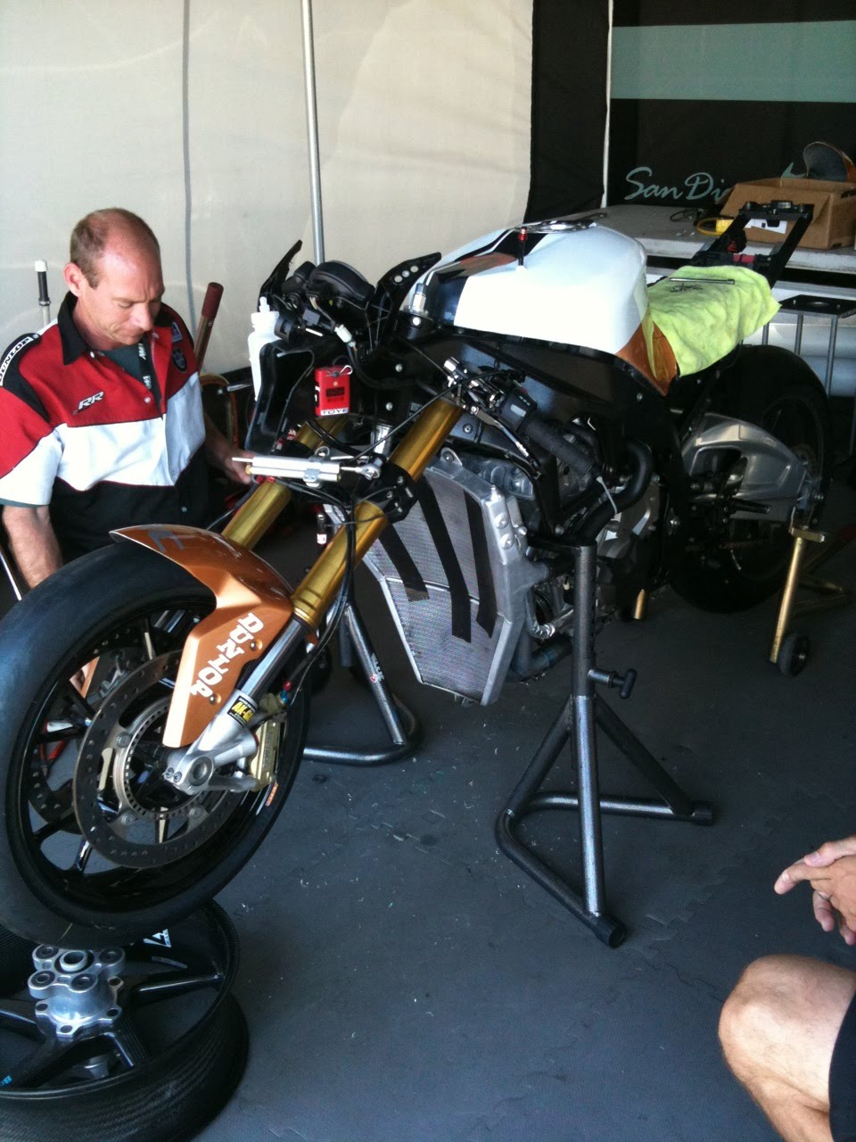 San Diego BMW Motorcycle Racing S 1000 RR Adjusted the rake and