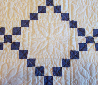 Blue and White Baby Quilt - Hand Quilted