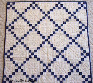 Blue and White Baby Quilt - Hand Quilted