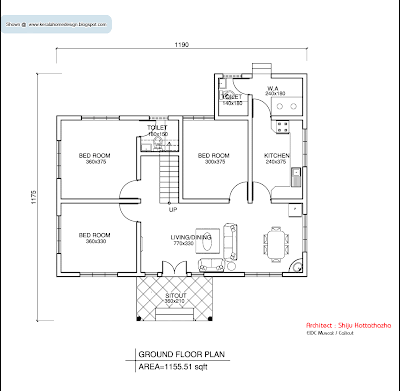 single floor house plan - Floor Plam - 1155 Sq. Ft.