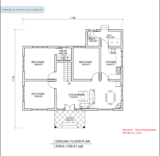single floor house plan - Floor Plam - 1155 Sq. Ft.