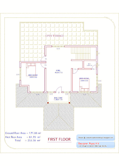 Kerala Home plan and elevation - 2726 Sq ft - First Floor