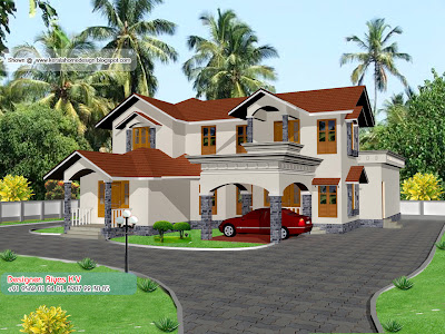 Kerala Home plan and elevation - 2850 Sq ft - Different Colour 2