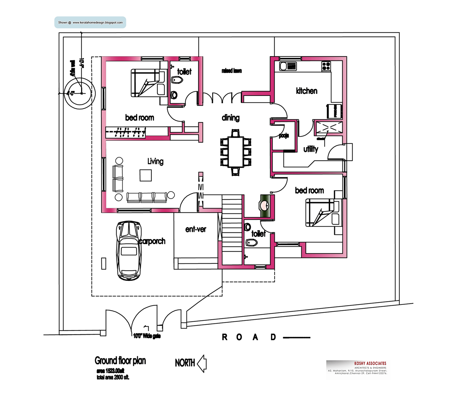 Modern house plan - 2800 Sq. Ft - Kerala home design and floor plans