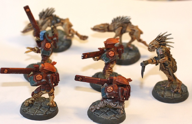 40k Hobby Blog: Tau Test: 4 Red Tau