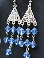baby blue glass beads earrings