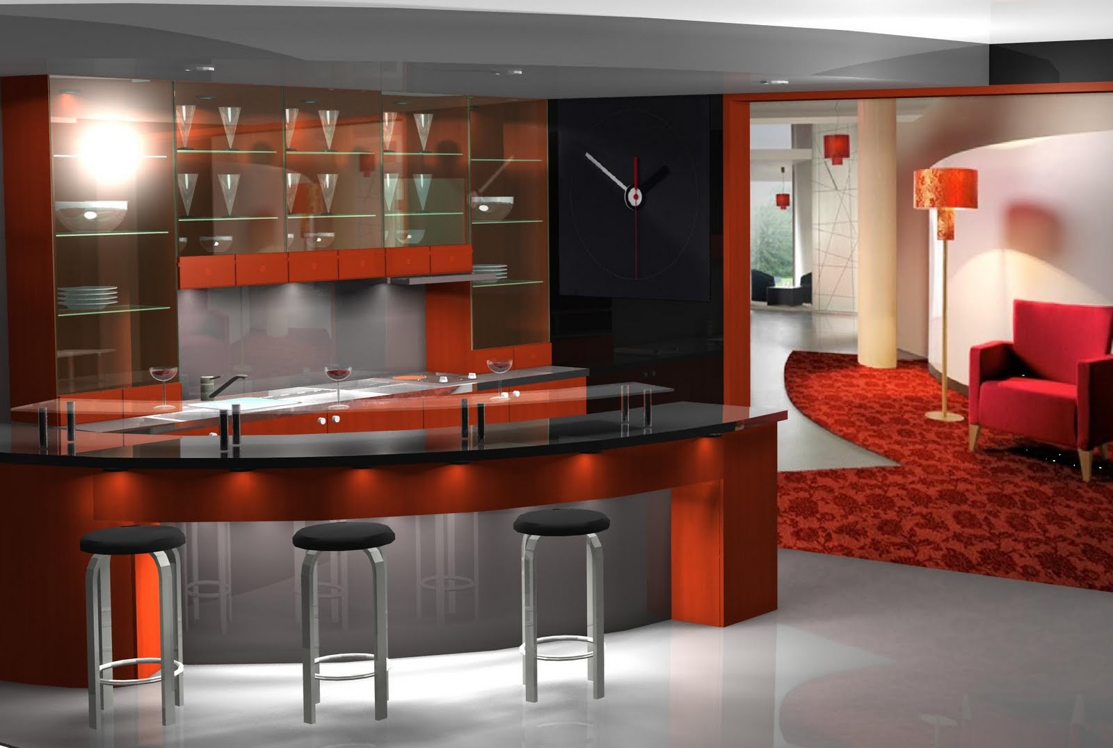 Diseño muebles de cocina: Diseño de pequeña barra para cafetería de hotel
