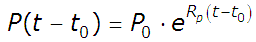 P(t - to) = Po*e^[Rp*(t - to)]