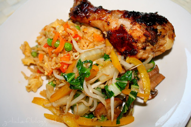 Grilled Asian-inspired Chicken Legs + Special Fried Rice