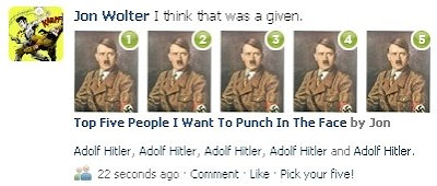 According to the quiz I took: YOU ARE A HITLER PUNCHER.