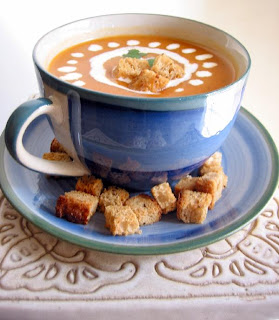 SOUP FOR THE SOUL...Roasted vegetable soup with toasted croutons.