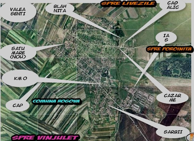 Comuna Rogova vazuta din satelit
