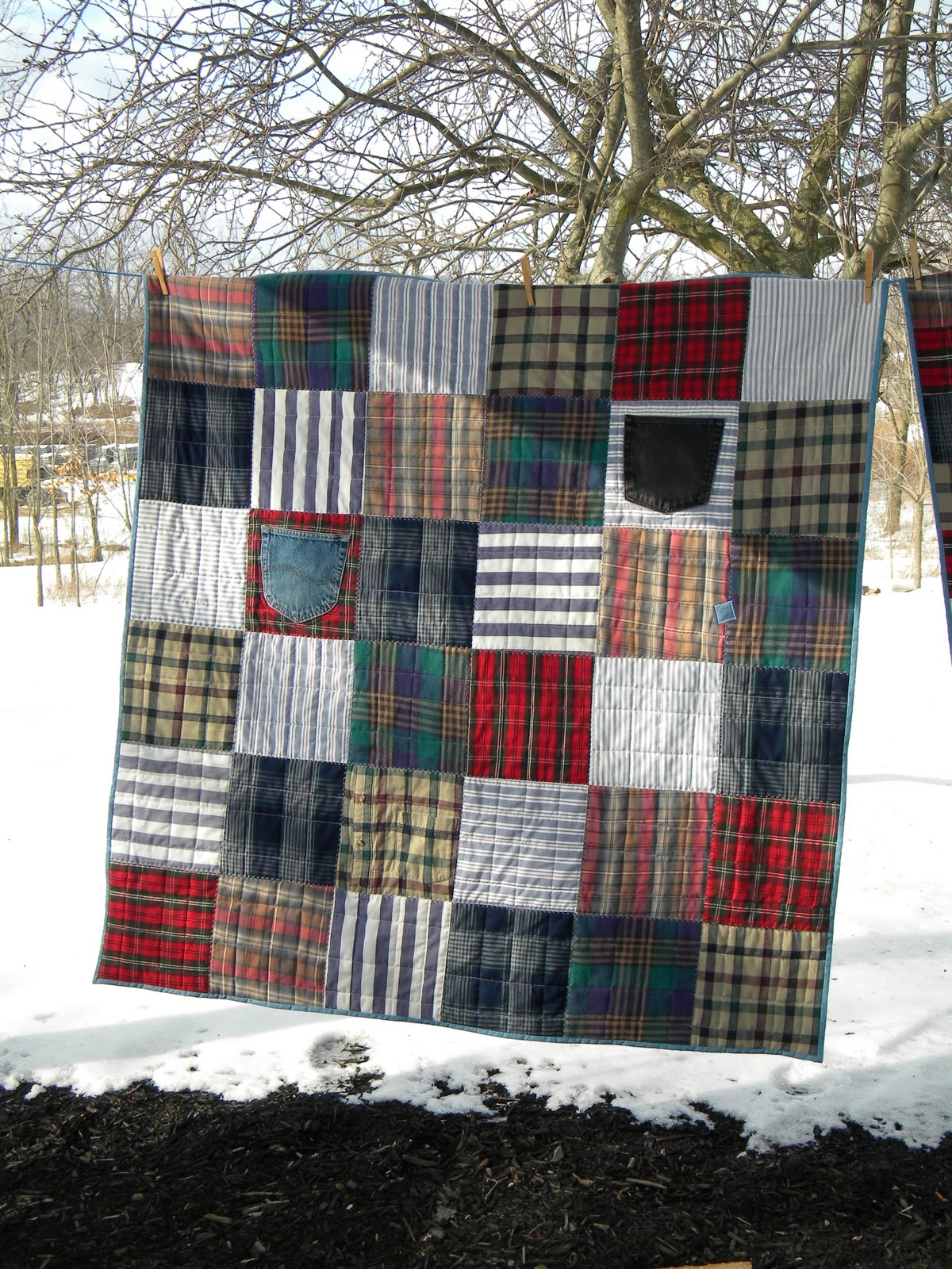 quilt quilts memory shirts jean pockets shirt projects flannel pillows clothing plaid denim pillow pocket jeans diy crafts pattern making