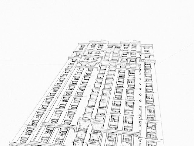 single high-rise skyscraper sketch