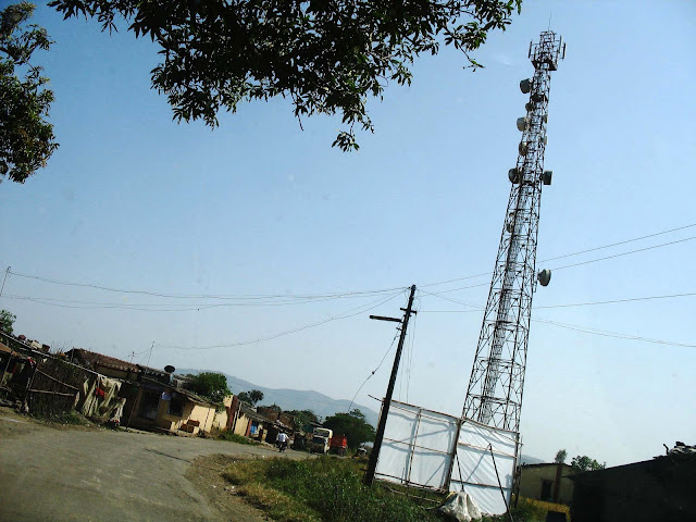 cellphone satellite tower in village