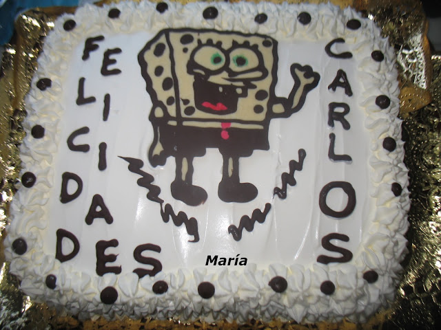 Tarta de Bob esponja cumpleaños de Carlos