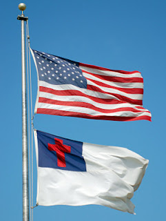 American flag and Christian flag