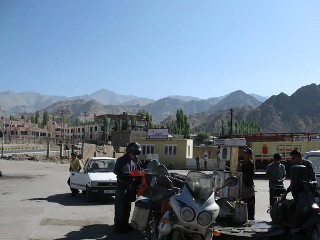 Gassing up before leaving Leh