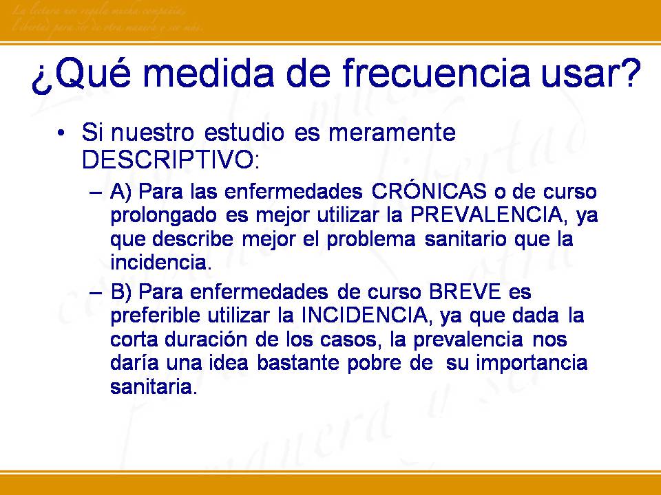 Medidas de frecuencia en epidemiología