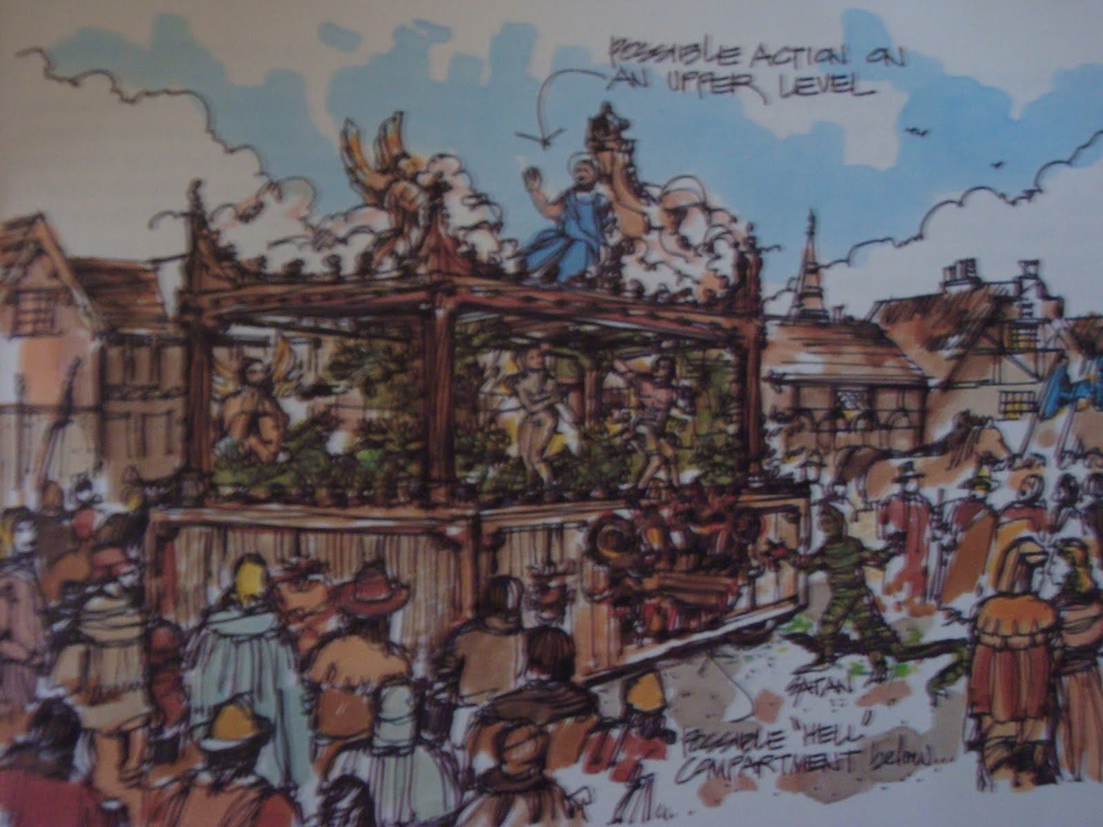Medieval Theatre Movable Stage Pageant Wagon By Lesley