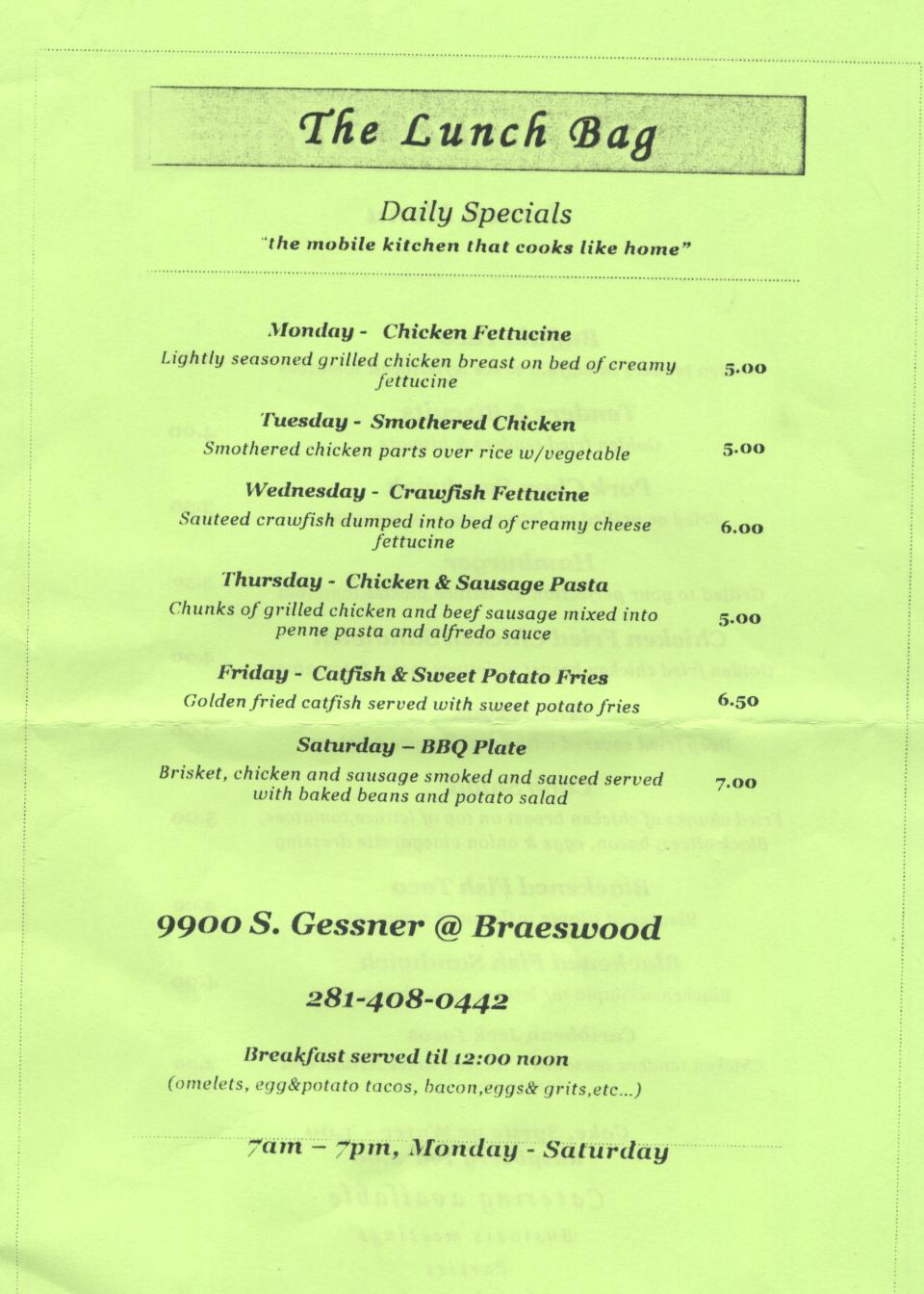 Chili Bob's Houston Eats The Lunch Bag