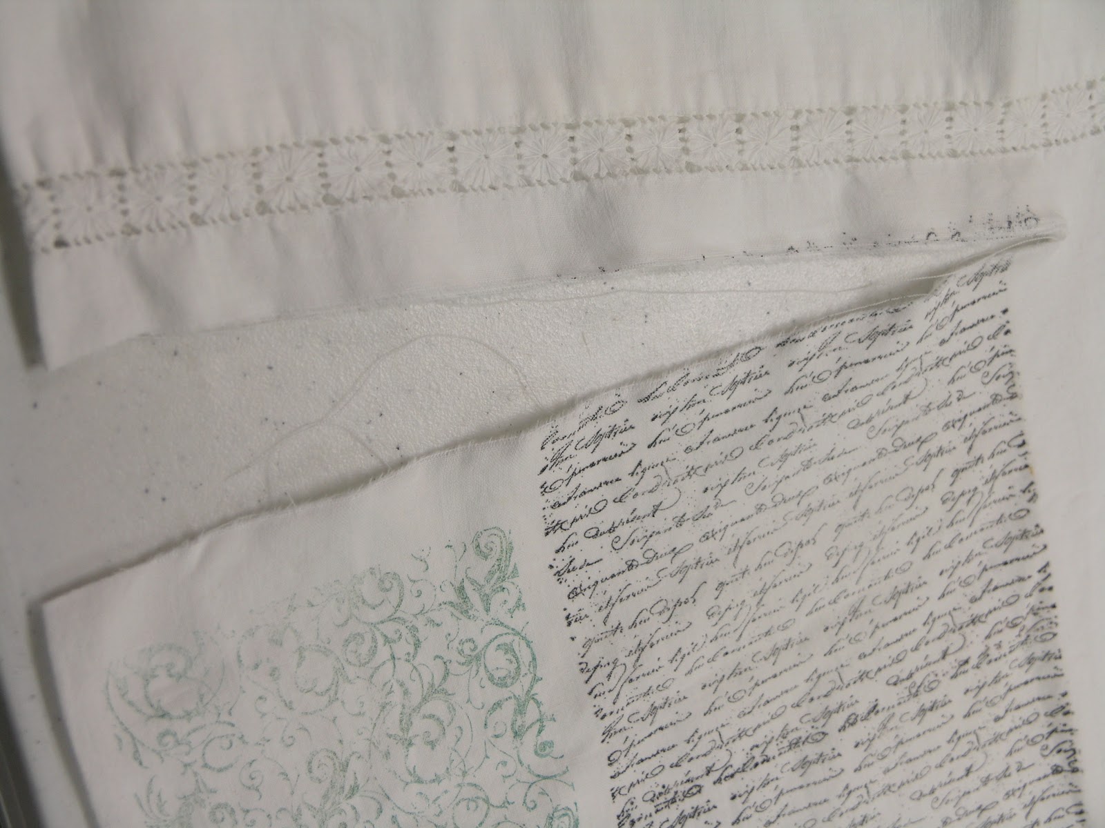 Vintiquities Tutorial Recycle old Pillowcase into Hand Stamped Ribbon