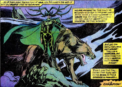 Hela, goddess of death, and her great big doggie
