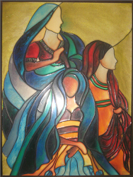 glass painting stained easy imaginations step paintings pintura passo lakshmi goddess india patterns window vidro dicas process reverse indian designer