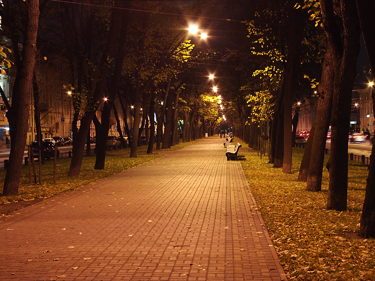 9 вечера на улице. Ночная улица. Вечерняя улица. Улица парк вечер. Улица вечером без людей.