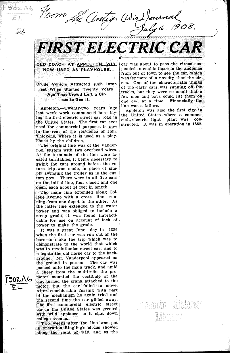 The Appleton Blog The First Electric Car? A Bit About Appleton