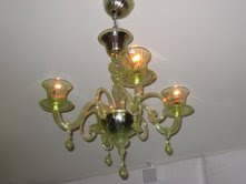 Murano chandelier inside Murano restaurant in LA