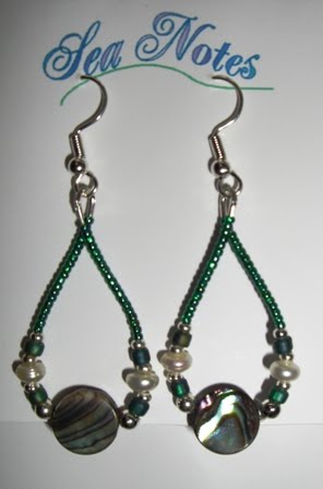Abalone and Pearls Hoops