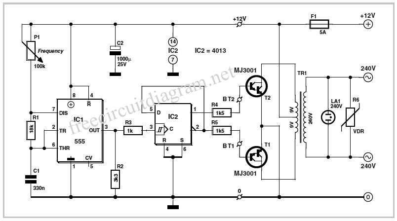 need 12 v dc to 240v ac 500w inverter circuit