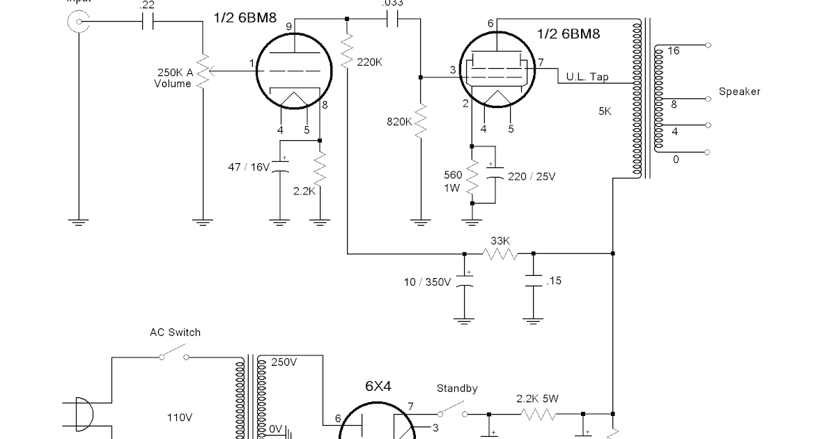 Schematic tube Power amplifier 3 watts - Electronik & Computer